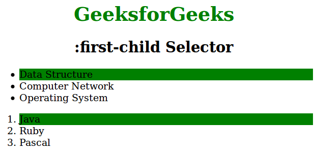 css-first-child-selector